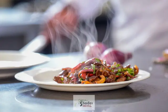 A steaming plate of beef stir-fry fresh from the kitchen